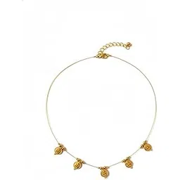 Traditional Gold-Plated Ethnic Necklace with Pendant Charms, Adjustable Chain, South Indian Style Jewelry-picture-20