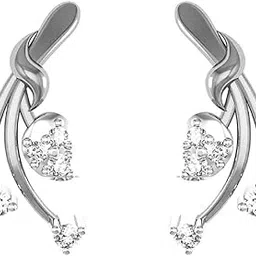 avsar 18k (750) White Gold and Diamond Stud Earrings for Women-picture-33