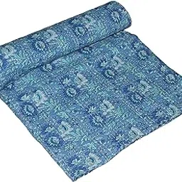Saudeep India Trading Corporation Jaipur Handmade Reversible Floral Kantha Quilts Floral 90X108 Size-picture-20