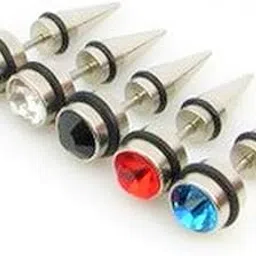 karishma kreations Valentine jewellery Stainless Steel Mens Earrings Om Black Gold Silver Piercing Screw Bali Stud Hoops Earing Multicolor Earrings Combo for Women Girls men boys Unisex-picture-18