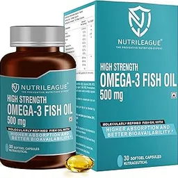 Nutrileague High Strength Omega - 3 Fish Oil 500 mg | 2X EPA:DHA | Softgel Capsules | Heart Health | Nonveg (Pack Of 1)-picture-33