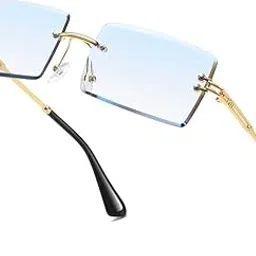 gainx UV Protected Rectangular Rimless Sunglasses for Men and Women-picture-19