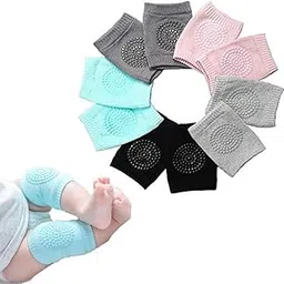 Baby Knee Pads for Crawling (5 Pairs) - Anti-Slip, Soft, Stretchable, Cotton, Breathable & Comfortable Safety Knee & Elbow Protectors, Multicolor, (Pack of 5)-picture-11