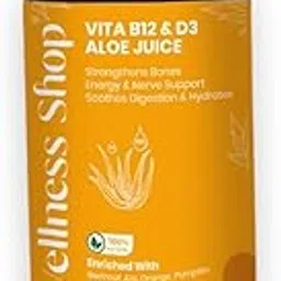 The Wellness Shop Vitamin B12 + D3 with Aloe Vera Juice – 500ml | Natural Energy, Immunity & Bone Health Support | Plant-Based, Sugar-Free, Vegan Supplement Drink-image-0