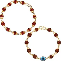 mahi Combo of Evil Eye and Rudraksha with Caps Bracelets for Men and Women (CO1105667G)-picture-10