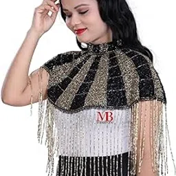Women's Ponchu Net Cape, Round Poncho with Beaded Embroidery, Sleeveless-picture-10