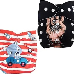 Babymoon (Set of 2) Reusable Cloth Diaper, Premium Adjustable Size Waterproof Washable Pocket Cloth Diaper Nappie-picture-23