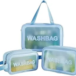 PSH Designer Multipurpose Washbag Travelling Makeup Kit Cosmetic Pouch Toiletry Organizer Medicine Storage Shaving Combo Set of 3 Pouches for Women Girls & Men's (Blue)-picture-12