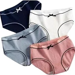 Adina Claim Women's Cotton Panty Set | Soft & Breathable High Waist Underwear | Seamless & Full Coverage Briefs | Innerwear for Women | Pack of 4 Comfortable Cotton Panties-image-12