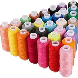 Pen Multicolour Meter Sewing Thread 24 Pcs Basic Color Strong Cotton Polyester Sewing Threads Fast Premium Shade Spools for Machine and Hand Stitching, Tailoring |Multicolor| |Set of 24Pcs|-picture-12