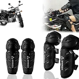 Auto Pearl Motorcycle Knee Shin Guards Elbow Pads, 4 in 1 Monstor Style Knee Shin Safe Protection Armor for Moto Cycling Racing compatible with Standard 350 (Black, 4Pcs)-picture-40