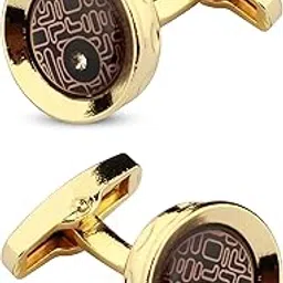 panjatan Lattice Design Golden Coloured Cufflinks for Men.-picture-26