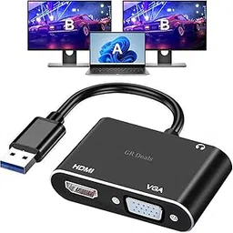 GR Deals USB3.0 to HDMI+VGA Adapter with Audio Output, USB to HDMI USB to VGA Adapter for 2 Monitors, 1920 * 1080P@60HZ Full HD Video Converter Comaptible with Windows 7/8/10/11 and Mak OS Systems.-image-48