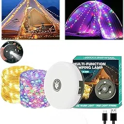 KLIFFOO 2 in 1 Rechargeable Camping String Lights and LED Flashlights with 8 Lighting Modes (32.8FT) Outdoor Portable USB Camping String and Lantern with Power Bank for Hiking,Tent,Decoration,Diwali-picture-22