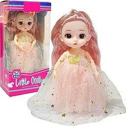 FunBlast Princess Doll for Girls – 16 Cm Beautiful Doll with Pretty Dress, Movable Joints & Stylish Hair, Birthday Gift Toy for Girl, Pretend Play Toy for 3+ Years Girls (CreamRandom)-image-0