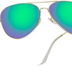 arzonai Classic Aviator Metal Unisex Sunglasses, Golden Frame, Green Mirror Lens (Medium) Pack of 1-picture-21