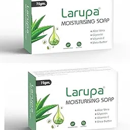 Larupa Moisturizing Soap with Aloe Vera, Shea Butter, Glycerin & Vitamin E | Gentle Skin Hydration & Nourishment | Natural Bathing Bar for Soft & Smooth Skin – 75g (Pack of 2)-image-76
