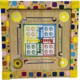 Small Size Carrom Board for Kids and All Ages, 2 in one Carrom Board for Kids 14x14 inch in Size ludoo and Carrom Ply Wood Material-image-0
