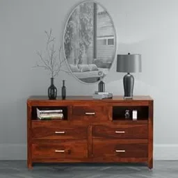 MAYOOR ART Solid Sheesham Wooden Sideboard & Cabinet | Sideboard Storage Cabinet with 5 Drawers & 2 Open Shelf for Kitchen, Living Room & Bedroom – Honey Finish-picture-12