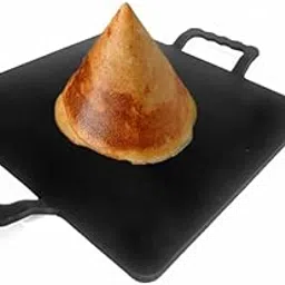 PRAGANIYA Iron Dosa Tawa for Dosa/Roti/Chapati 10 Inch Heavy Gauge Square Tawa Induction & Gas Compatible-image-2