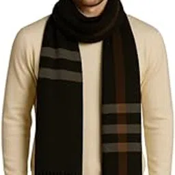 krystle Men's Woolen Muffler – Soft Warm Wool Blend Scarf with Classic Check Pattern & Fringe Detailing (Free Size,Multicolor)-picture-22