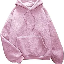 OMNEY Casual Solid Full Sleeves Women Stylish Hooded Neck Fleece Loose Fit Sweatshirt for Winter. Winter wear Hoodie for Women-picture-12
