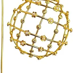VIANA JEWELS Decorative Hair Bun with Pearl Flowers, Gold-Toned, Traditional Hair Accessory, Brass, 2 piece set-picture-18