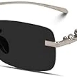 deseox Desire MC Stan Rimless Rectangle Sunglasses for Women Men,Trendy Metal Frameless Square Sun Glasses-picture-16