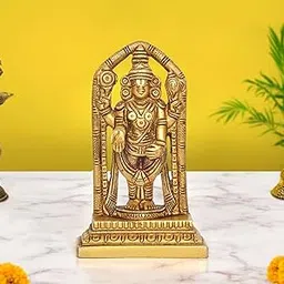 AONA Brass Lord Tirupati Bala Ji Idol Statue for Home Temple Office Mandir Pooja Figurine Showpiece Multicolour (Height 6 Inch)-picture-10