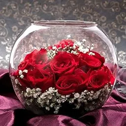 FlowerAura Fresh Live Flower Bouquet of 20 Red Roses In Fish Bowl For Birthday Gift, Anniversary Gift, Wedding Gift, Congratulations Gift & Gift For Special Occasions (Same Day Delivery)-image-67