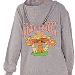 nusyl Stay Trippy Mushroom Text Print Women Oversized Hooded Sweatshirt - NUWFHOOD0588.2-picture-35