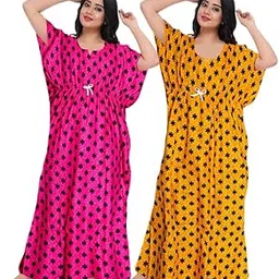 Hemant Enterprises Latest Trending Women's Cotton Printed Kaftan/Nightgown/Nighty/Maxi Style-239 Multicolour-picture-35