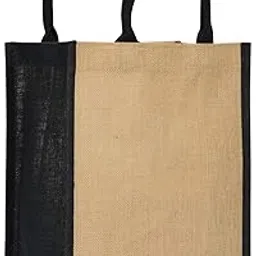 jute cottage Jute Lunch Bag for Women and Men | Grocery and Carry Bag | Tiffin Bag | Plain Black-picture-17