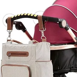 Mummy Diaper Bag Handbag Baby Carriage Storage Bag Baby Nappy Bag for Buggy Khaki-image-66