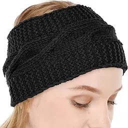 vr designers unisex warm woolen Headband Earwarmer Earmuffs Earcap Earcover Winter accessories for Men and Women (Black)-picture-20