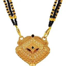 dulci Elegant Gold Plated Square Pendant Mangalsutra with Black Beads Chain for Women-picture-55