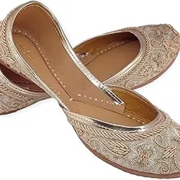 fulkari Women's Zarri Flower Embroidered Soft Leather Jutis | Bite and Pinch Free Juttis | Punjabi Formal Jutti | Girl's Wedding Flat Jooti Ladies Mojari | Bridal Ethnic Flats Juti |-picture-37