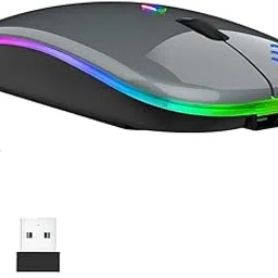 Shadowboo LED Wireless Mouse | Slim & Silent 2.4G Optical Mouse | Portable with USB Receiver& Blutooth 5.2 | 3 DPI Levels for Notebook, PC, Laptop, MacBook (Grey)-image-41