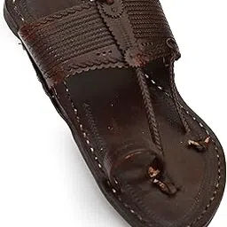 yash & co. Men's Leather Kolhapuri Chappal Footwear (Dark Brown, Numeric_9) image 1
