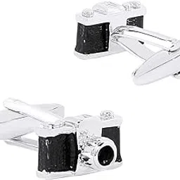 shining jewel - by shivansh Shining Jewel Elegant Fancy and Designer Silver Plated Cufflinks for Men - Retro Camera Design (SJ_7119)-picture-23