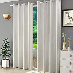 ZATCHBELL Pyramid Design Heavy Long Crush Quality Punching Curtains for Door Pack of 2- (Cream, 7 feet)-picture-70
