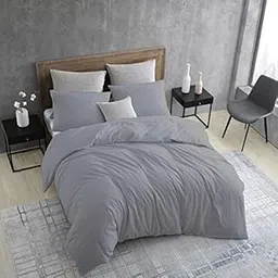 Bhoomi Impex 100% Cotton Duvet Cover Only, 1 Piece Premium Duvet Cover- 400 TC Egyption Cotton Duvet Cover Only 90"X86"(King,Light Grey Solid)-picture-16