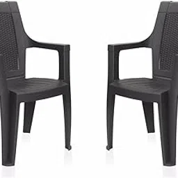 Nilkamal Plastic Chair for Living Room with Arm | Plastic Chair Set of 2 | 3 Year Warranty | for Home, Living Room, Outdoor | Charcoal Grey Colour | Mystique-image-49