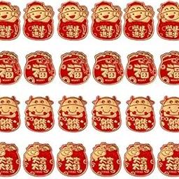 SOWUNO 24PCS 2021 New Year Lucky Money Envelope Creative Cow Lucky Money Packet Chinese Ox Year Envelope Red & Golden-picture-35