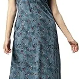 quira Comfortable Women's Full Length Cotton Blend Half Sleeves Nighty, Soft and Elegant Print Sleepwear - 101144-picture-17
