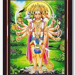 Pavan Photo Laminations Panchmukhi Hanuman for Door Entrance Vastu Wall Painting Framed Home Decor (Wood,Matte,Brown,Small Size,6 x 8 Inch) B784S-picture-12