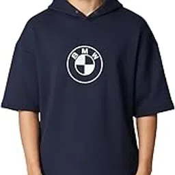 redwick “BMW” Graphic Oversized Half Sleeve Hoodie | 100% Cotton 350 GSM Drop Shoulder Sweatshirt | Unisex Relaxed Fit Streetwear | Premium Heavyweight Fabric - Navy Blue (in, Alpha, M)-picture-29