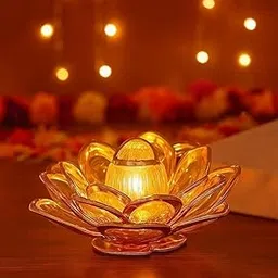 LED Lotus Flower Candle with Moving Wick – Flameless Tealight Diya, Battery Operated, Realistic Flickering Glow for Home Décor, Festivals, Pooja, and Parties (Battery Included) (Yellow)-image-10