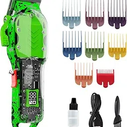 Tuanchuanrp Professional Hair Clippers for Men-Cordless Barber Clipper Set with LED Display, T-Blade Trimmer Combo, Birthday Gifts for Men Women, Green-picture-35