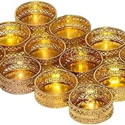 Natth Golden Small Tea Light Holder/Candle Holder for Diwali Decoration,Home Decoration Set of 12-picture-31